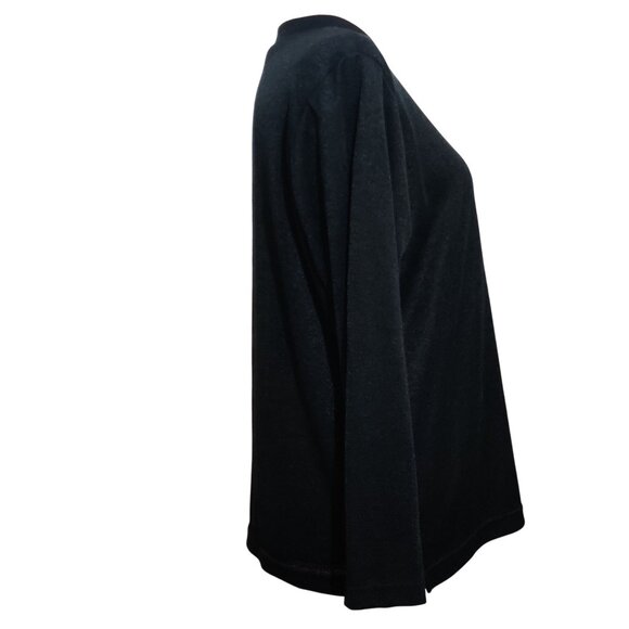 BonWorth L Black Long Sleeve Top High Neck Lightweight Cotton Blend Minimalist - Picture 4 of 7